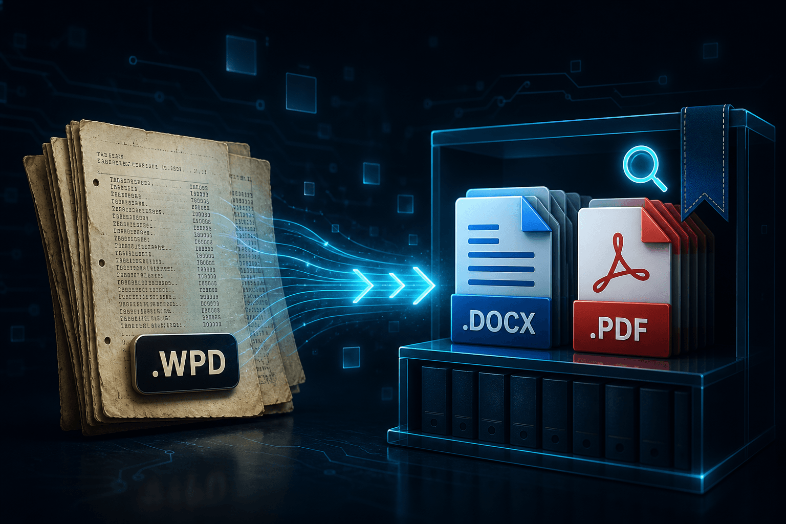 Converted WordPerfect .wpd pages becoming a private local library of DOCX and PDF files