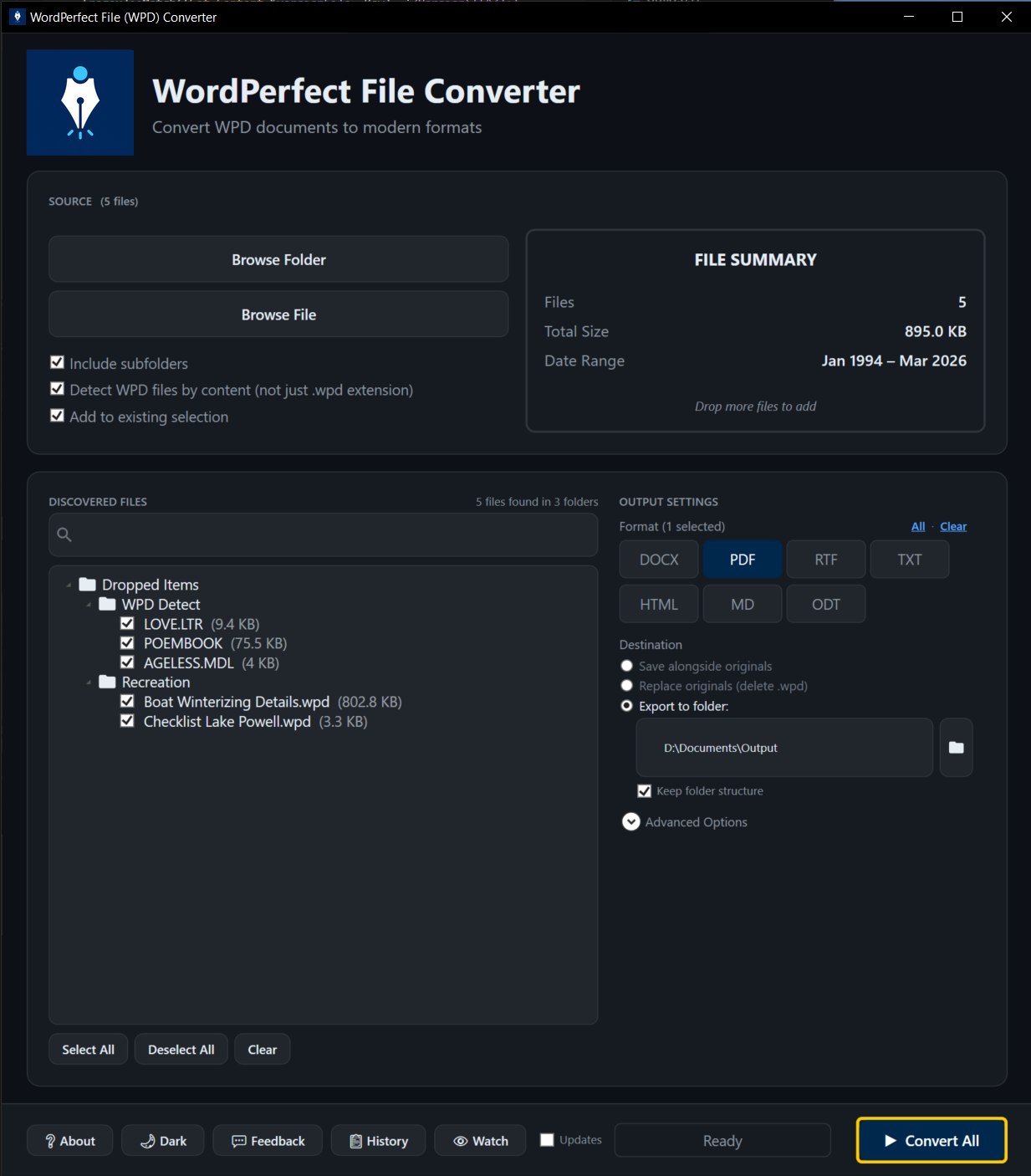WPD Converter — WordPerfect to DOCX, PDF, Markdown & More